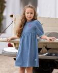Pouf Denim 3/4 Sleeve Dress