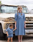 Pouf Denim 3/4 Sleeve Dress