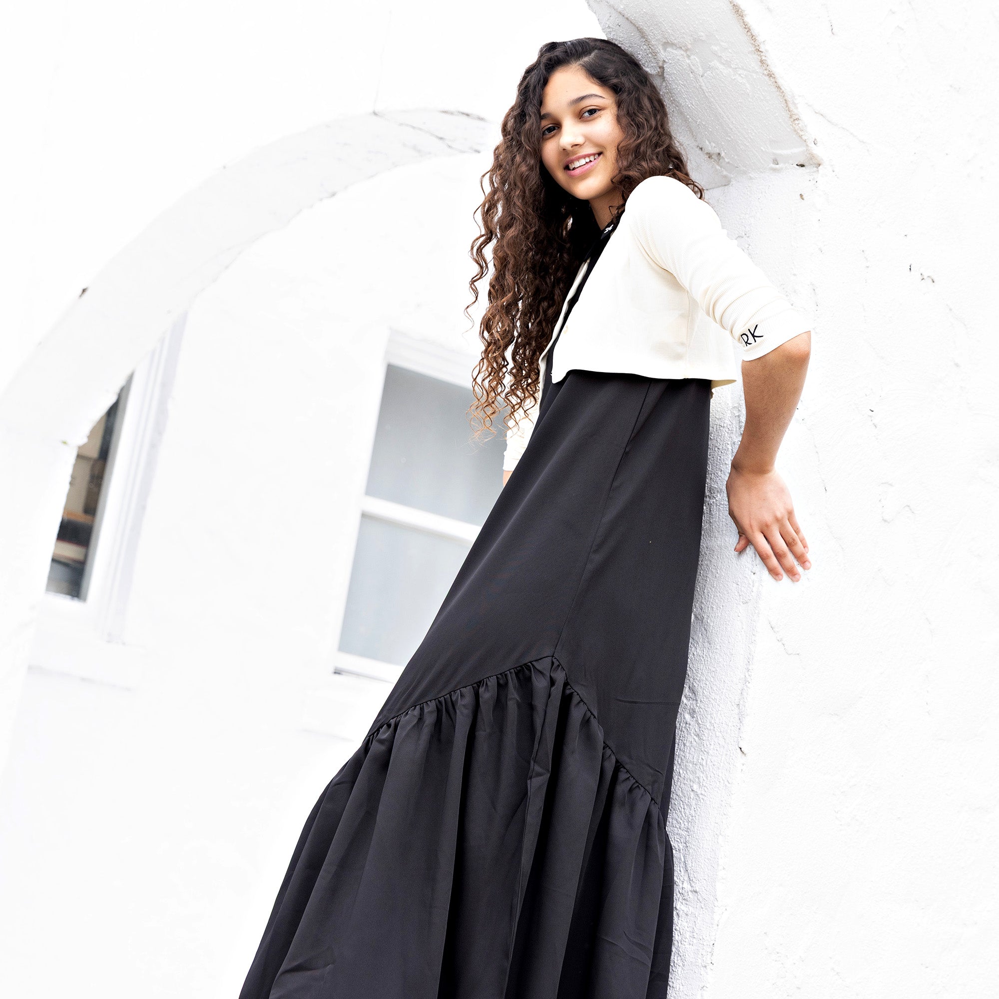 Retrokid Black Collar Maxi With Cardigan 5-6y Retrokid Black Collar Maxi With Cardigan 5-6y