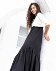 Retrokid Black Collar Maxi With Cardigan