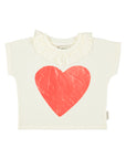 Piupiuchick Heart Ruffle Neck T-Shirt