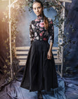 Hev And Bloom Black Balloon Skirt With Certical Tucks Detail