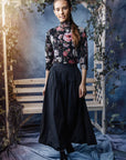 Hev And Bloom Black Balloon Skirt With Certical Tucks Detail