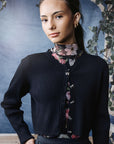 Hev And Bloom Black Bow Buttons Scallop Cardigan