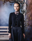 Hev And Bloom Black Bow Buttons Scallop Cardigan
