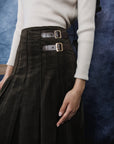 Hev And Bloom Olive Skirt With Buttons