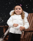 Ellabee Beige Corduroy Enfant Fur Down Jacket