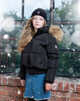 Ellabee Girls Shearling Color Bomber With Natural Racoon Fur