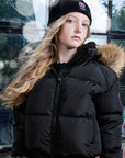 Ellabee Girls Shearling Color Bomber With Natural Racoon Fur