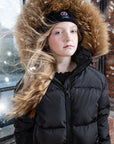 Ellabee Girls Shearling Color Bomber With Natural Racoon Fur