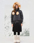 Ellabee Black Gold Fox Layla Canvas Pompom Bomber