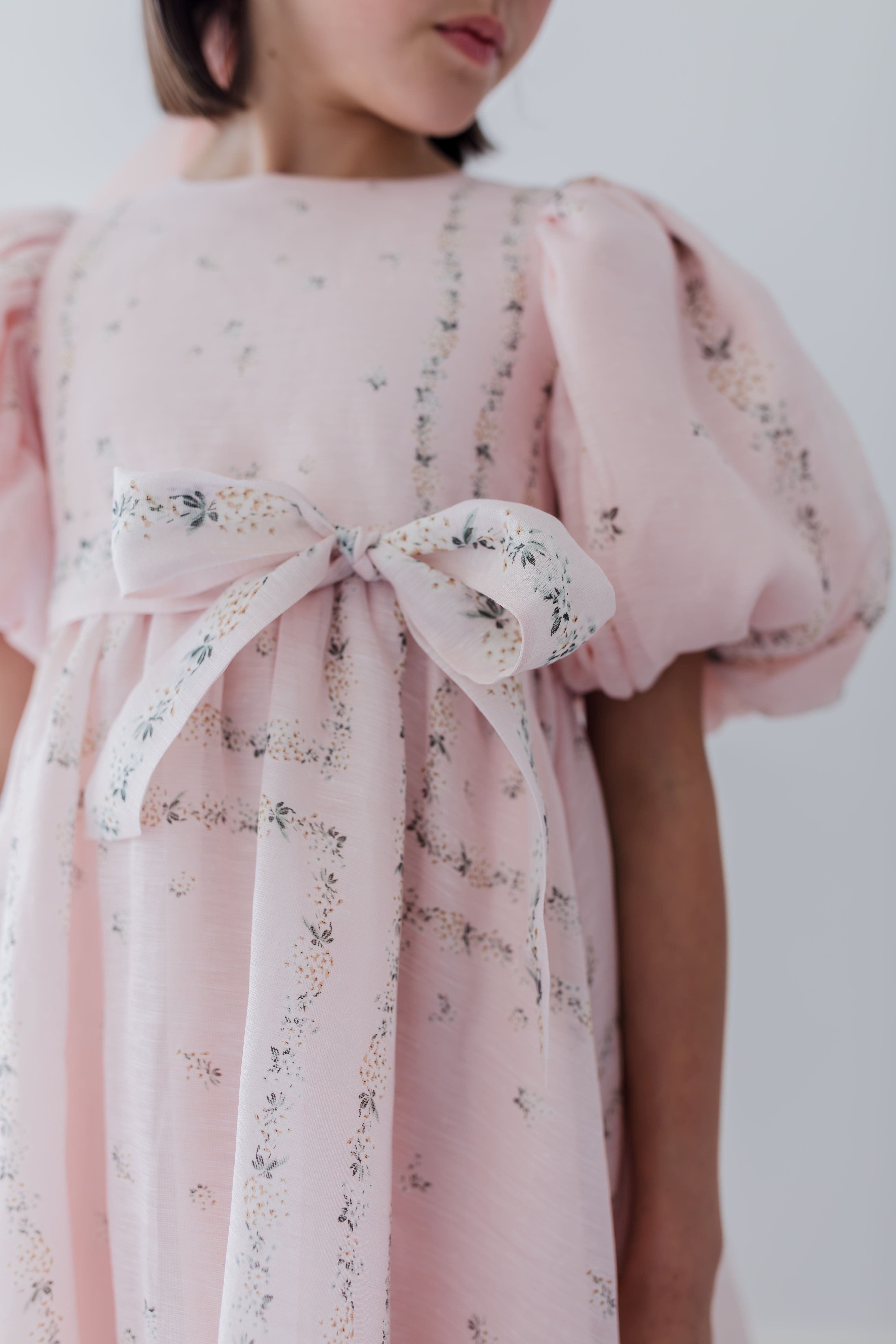 Petite Amalie Delicate Border Print Silk Linen Dress 1429 / 8Y