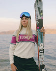 Elements Ivory Fuzzy Sweater With Stripes On Chest
