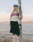 Elements Ivory Fuzzy Sweater With Stripes On Chest