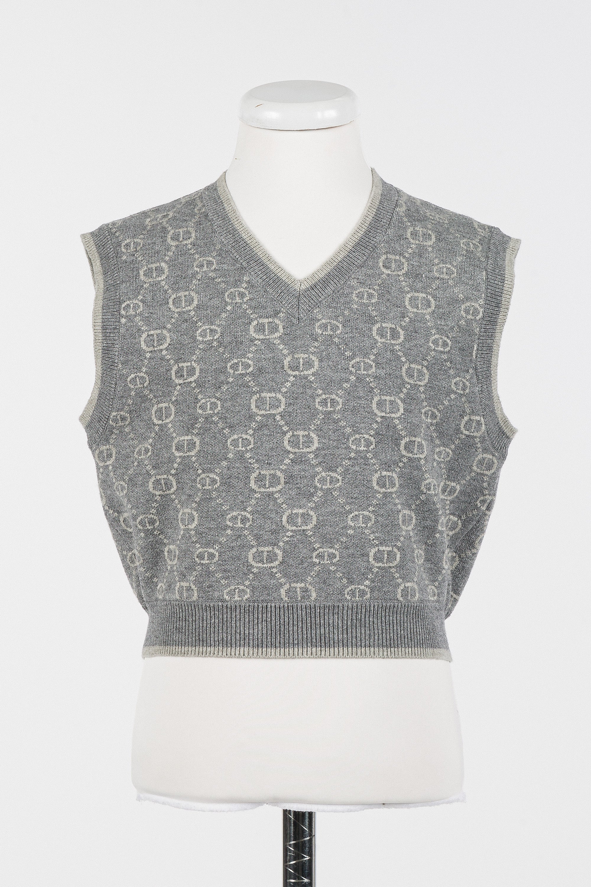 Twinset Light Grey Cropped Knit Vest – flamingobabychild