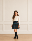Loud Blue Checked Pleated Skirt
