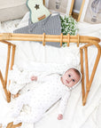 Maniere Ivory Pointelle Leaves Footie