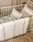 Petite Belle Lafayette Powder Blue Embroidered Crib Set