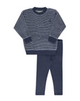 Ely's And Co Velour Stripe Dark Blue Lounge Set