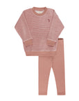 Ely's And Co Velour Stripe Dark Pink Lounge Set