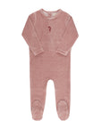 Ely's And Co Velour Stripe Dark Pink Footie