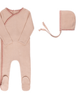 Ely's And Co Whipped Stitch Pink Footie + Hat