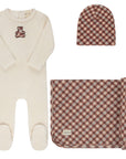 Ely's And Co Velour Plaid Bear Footie Set