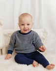 Ely's And Co Velour Stripe Dark Blue Lounge Set