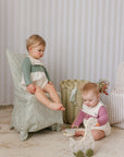 Mini P Embroidered Romper With Pink Cardigan
