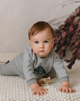 Mini P Velvet Emblem Jumper Grey / Teal