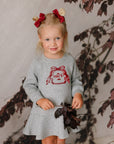 Mini P Grey Velvet Emblem Sweatshirt Dress