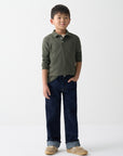 Colmar Green LS Pique Polo With Contrast Collar