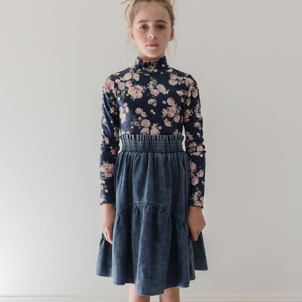 Steph Chambray Curved Seam Skirt