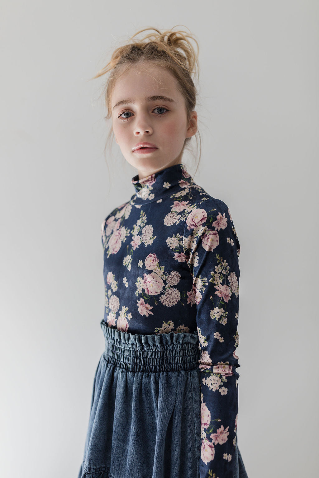 Steph Chambray Curved Seam Skirt