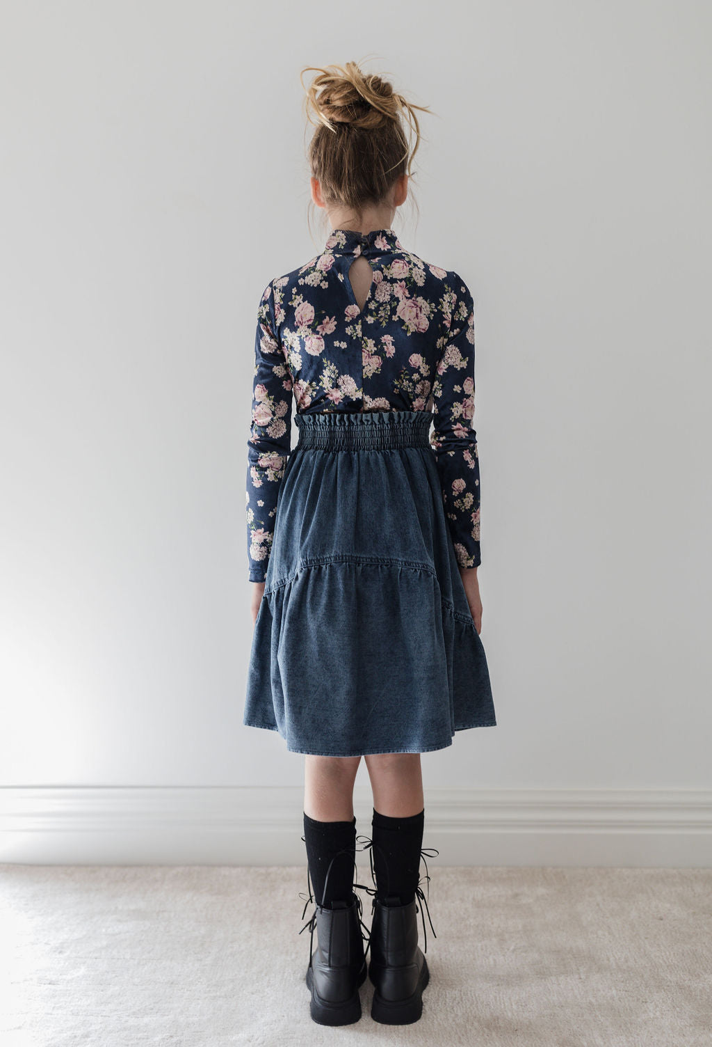 Steph Chambray Curved Seam Skirt