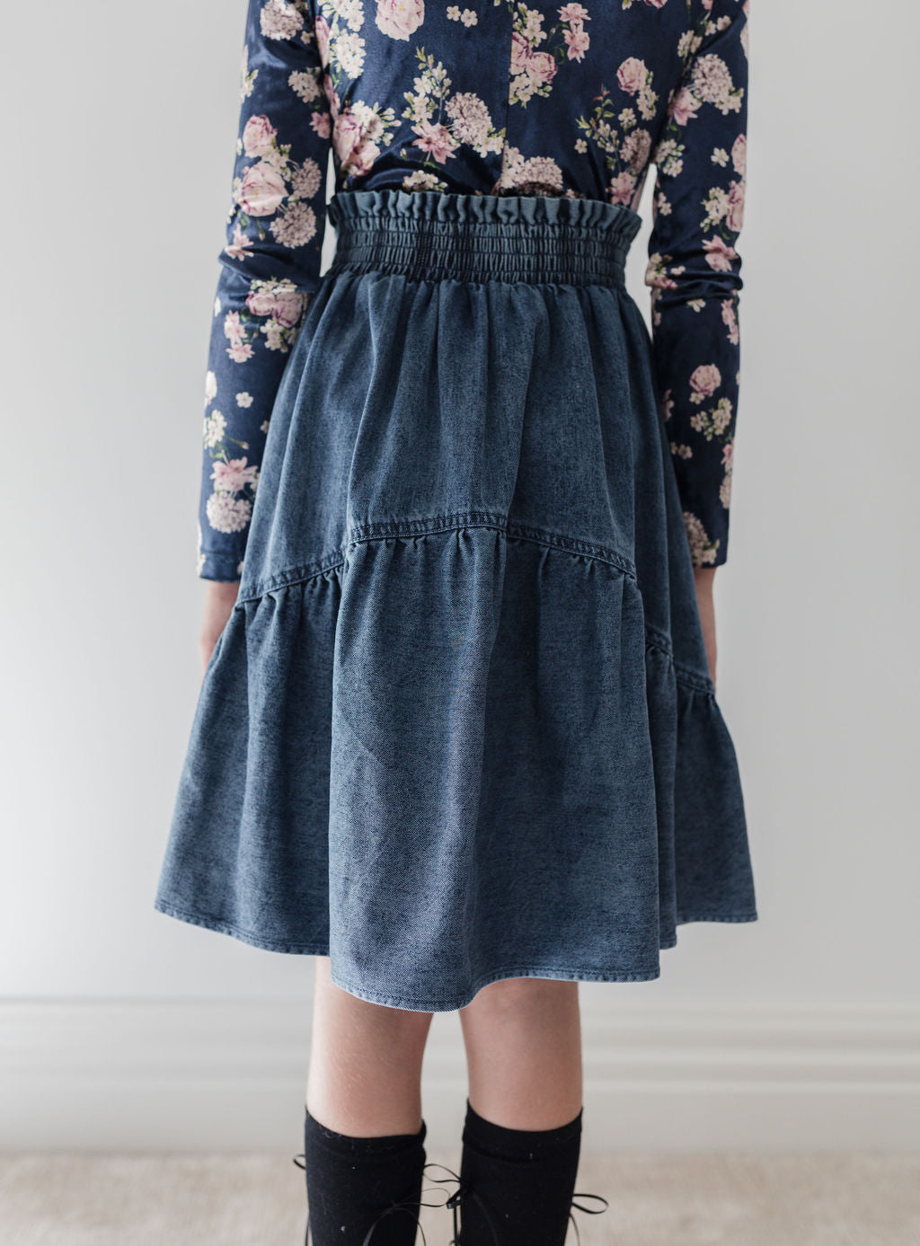 Steph Chambray Curved Seam Skirt