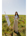 Elements Taupe Denim Contrast Skirt