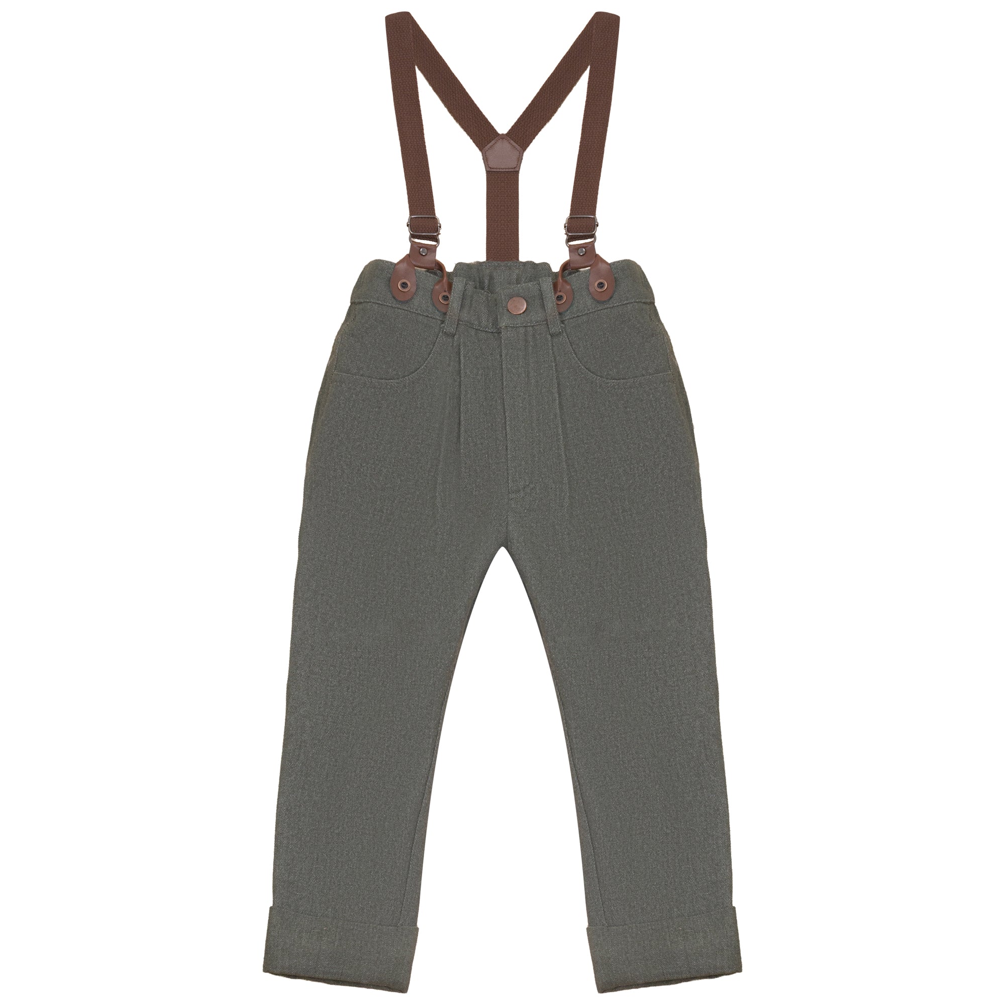 Calla Lili Boys Green Suspender Pants – flamingobabychild