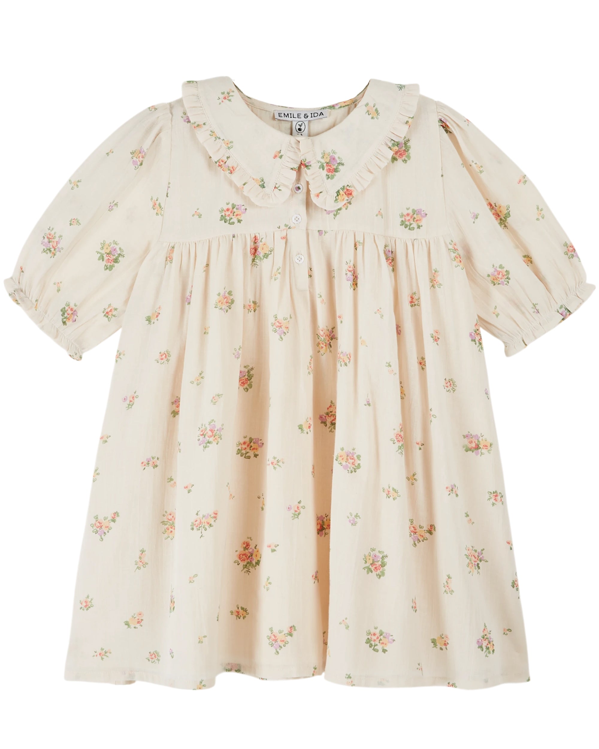 emile et ida brown vintage embroidered dress Emile et Ida Vichy Baby Doll Dress