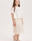 Alberta Ferretti Cream Pleated Skirt