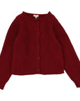 Lil Legs Deep Red Knit Cardigan