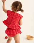 My Little Cozmo Coral Gingham Bloomer Set