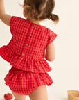My Little Cozmo Coral Gingham Bloomer Set
