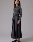 Soir Grey Lyla Midi Skirt