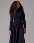 Soir Navy Mila Midi Skirt