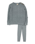 Lil Legs Dusty Blue Cable Knit Set