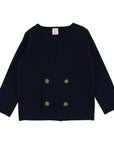 Lil Legs Navy Double Breasted Knit Blazer