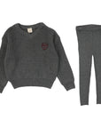 Lil Legs Mid Grey Knit V-Neck Toddler Set