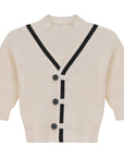 Blumint Cream And Black Contrast Trim Cardigan