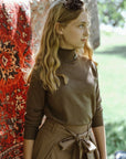 Gem Taupe Brooch Turtleneck